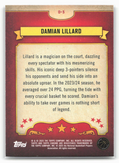 2024-25 Topps Chrome #D-3 Damian Lillard Dippers