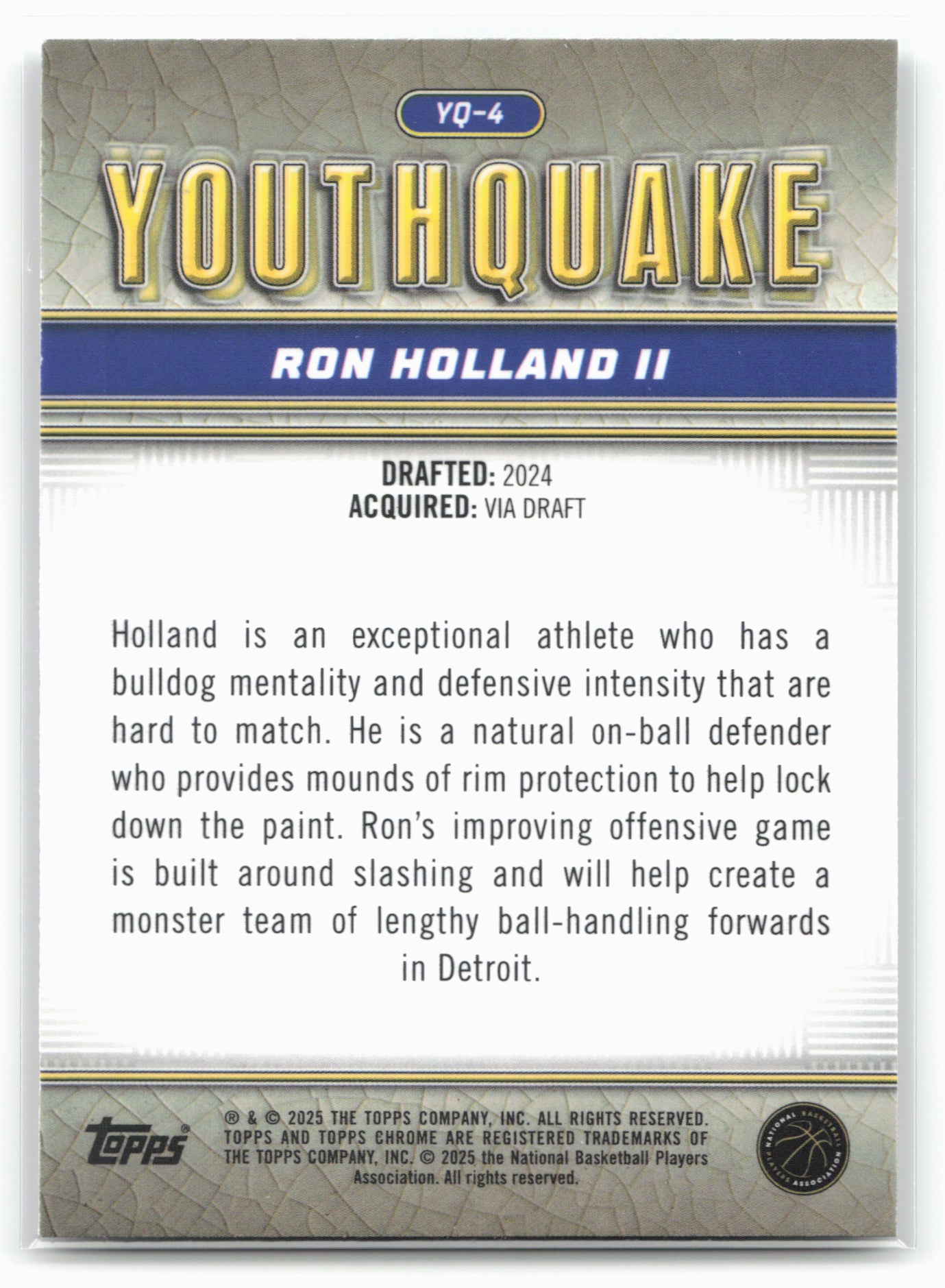 2024-25 Topps Chrome #YQ-4 Ron Holland II YouthQuake