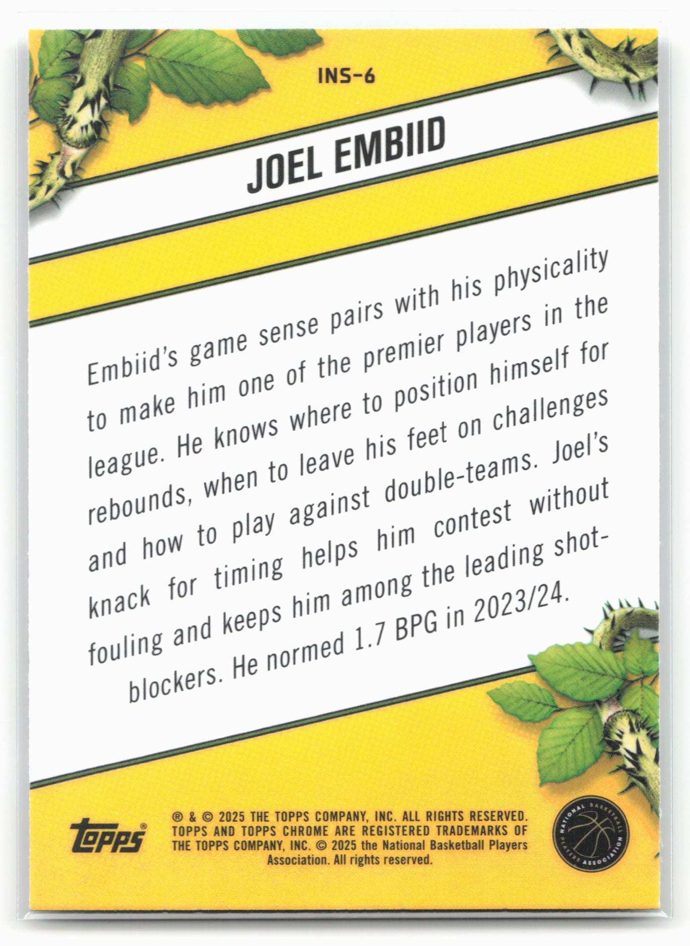 2024-25 Topps Chrome #INS-6 Joel Embiid Instinct