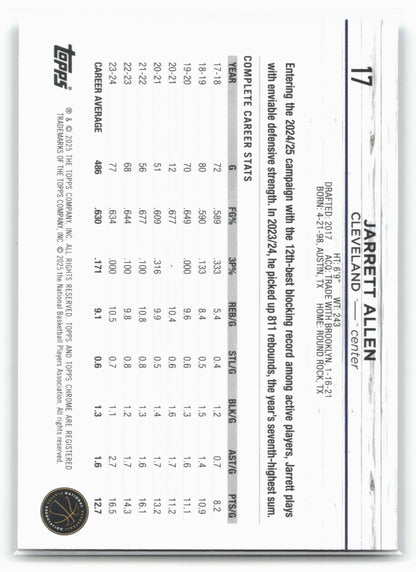 2024-25 Topps Chrome #17 Jarrett Allen