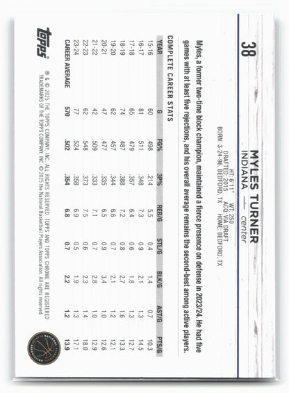 2024-25 Topps Chrome #38 Myles Turner