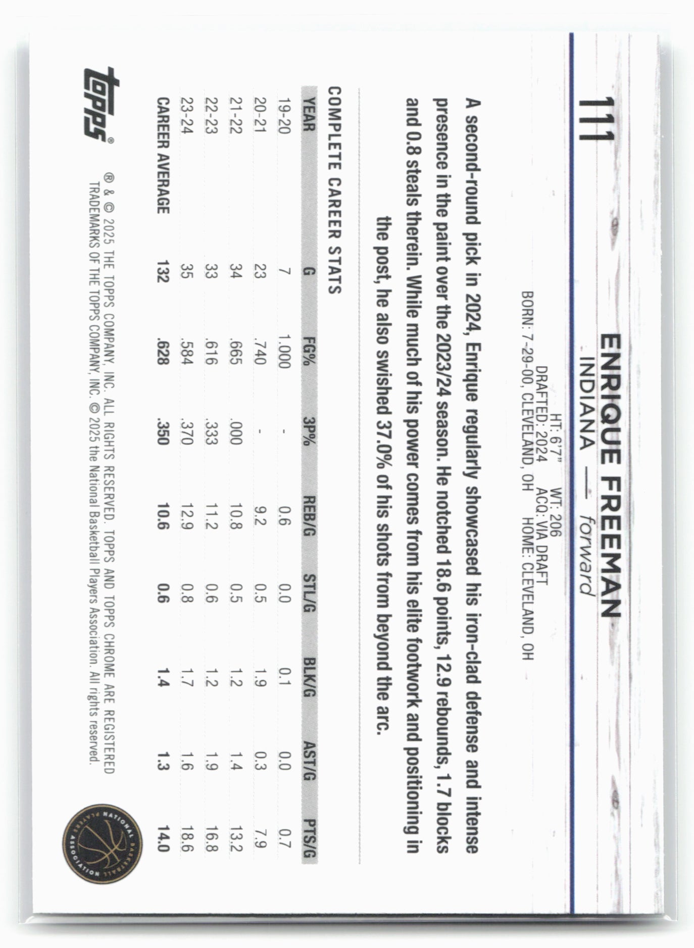2024-25 Topps Chrome #111 Enrique Freeman