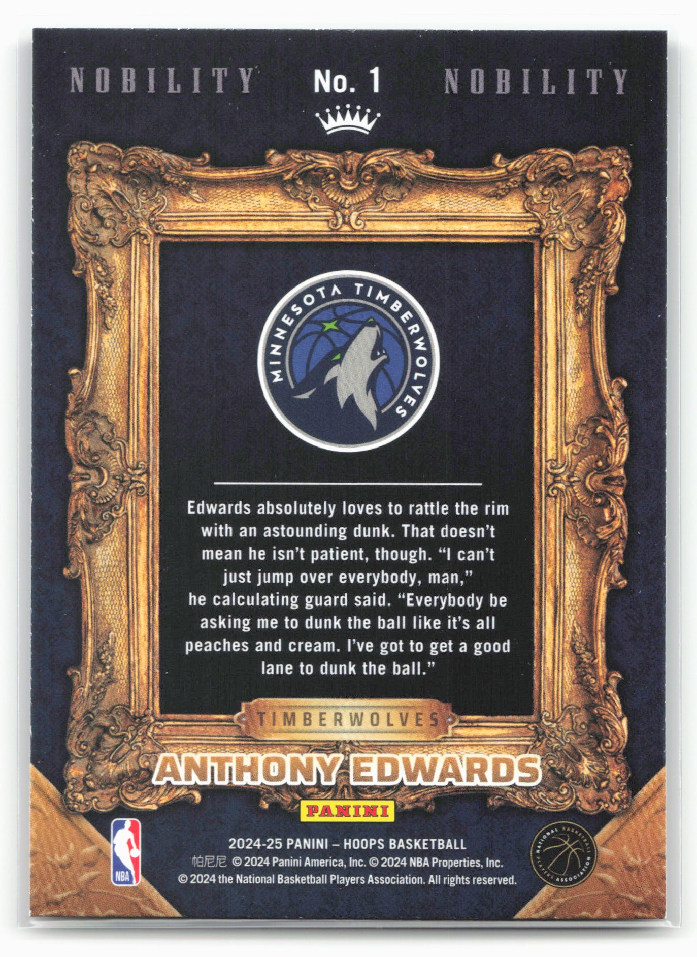 2024-25 Hoops #1 Anthony Edwards Nobility