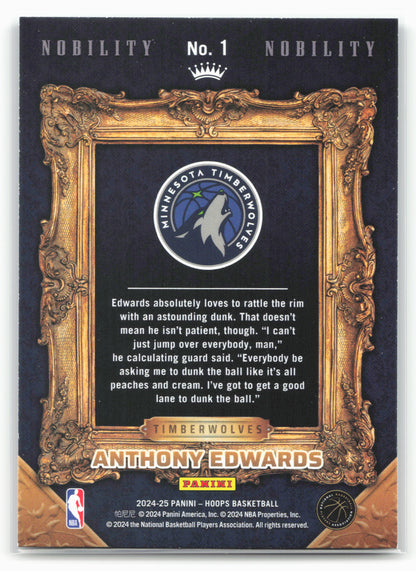 2024-25 Hoops #1 Anthony Edwards Nobility