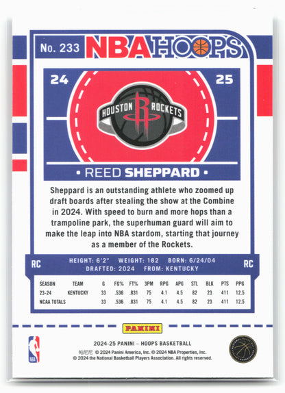 2024-25 Hoops #233 Reed Sheppard Premium