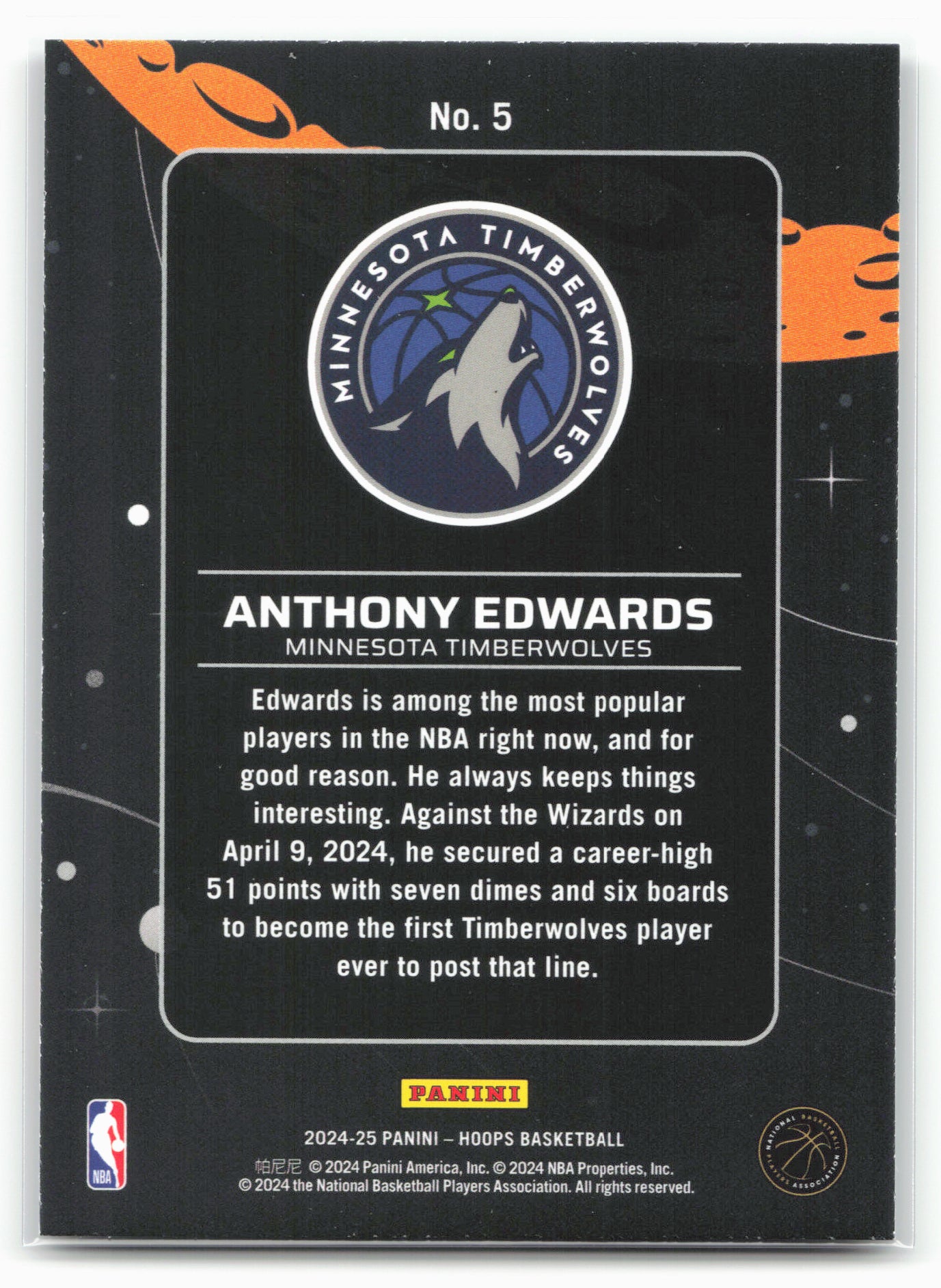 2024-25 Hoops #5 Anthony Edwards Anti Gravity