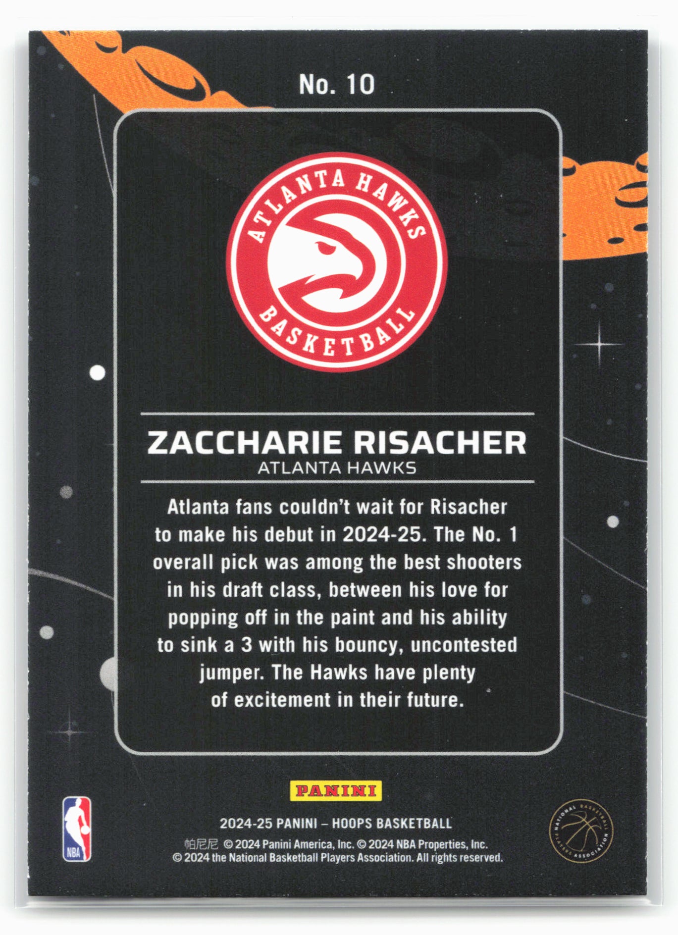 2024-25 Hoops #10 Zaccharie Risacher Anti Gravity Holo