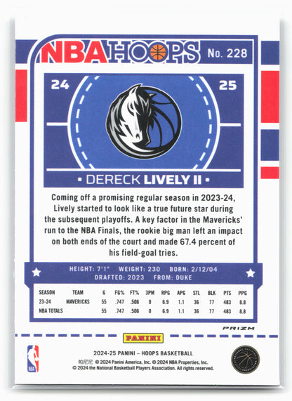 2024-25 Hoops #228 Dereck Lively II Premium Prizms Silver