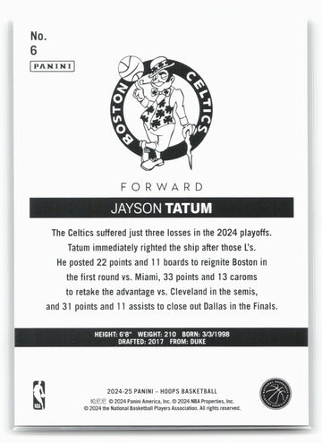 
2024-25 Hoops #6 Jayson Tatum Hoops Throwback