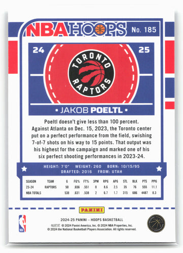 
2024-25 Hoops #185 Jakob Poeltl Premium