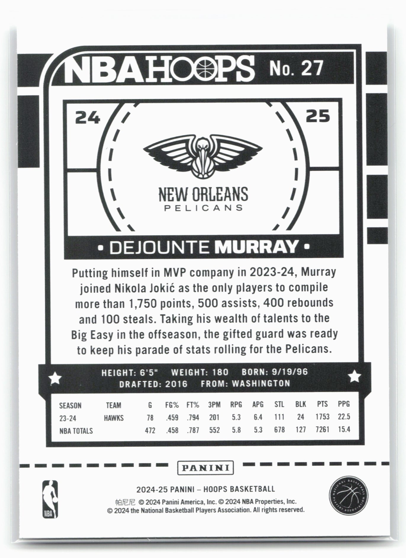 2024-25 Hoops #27 Dejounte Murray Impulse