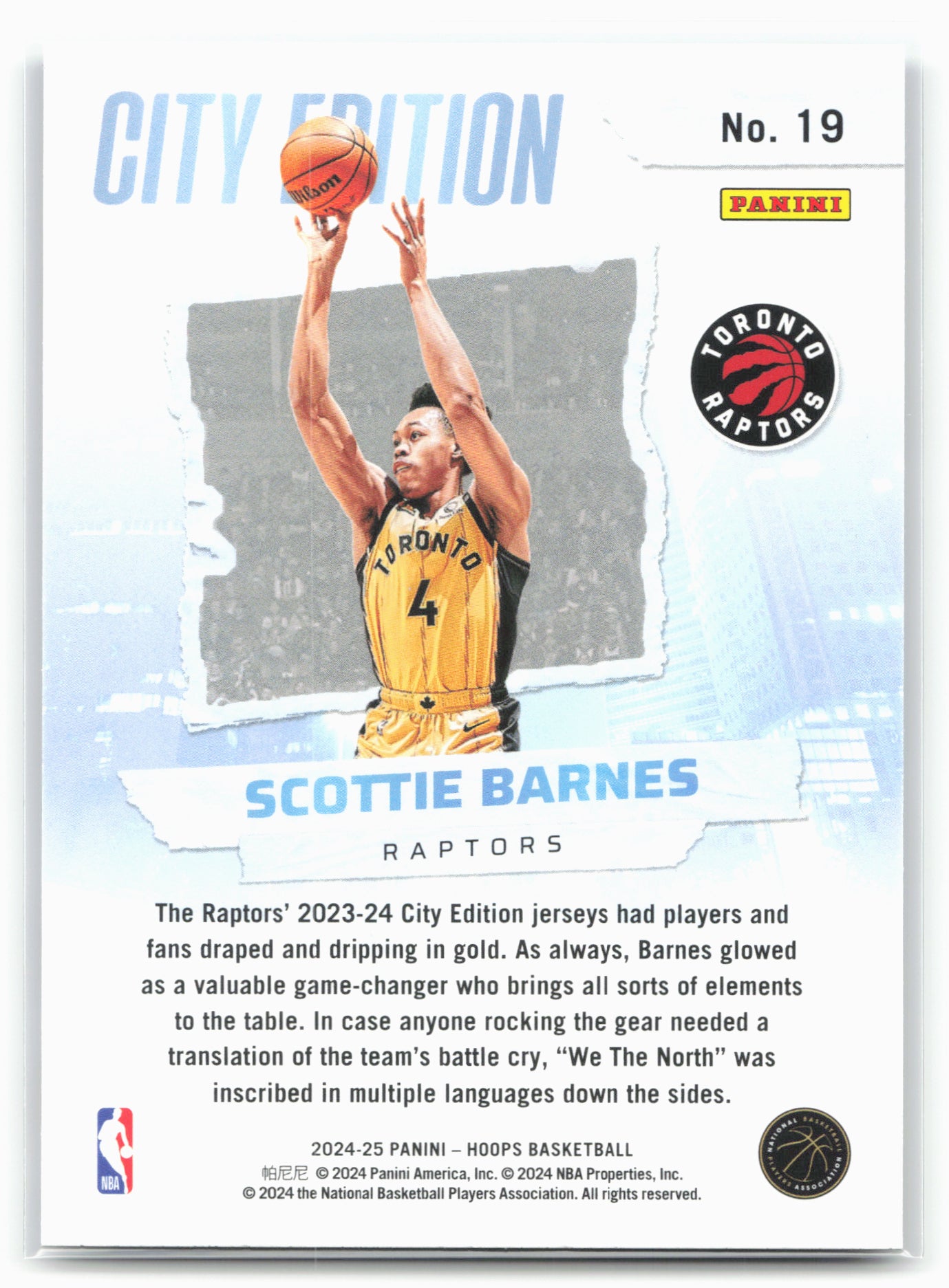 2024-25 Hoops #19 Scottie Barnes City Edition