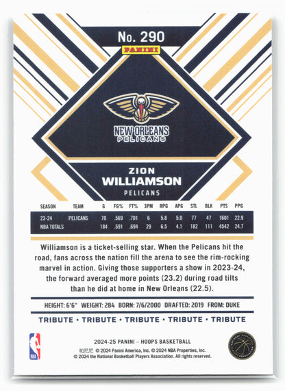 2024-25 Hoops #290 Zion Williamson Premium