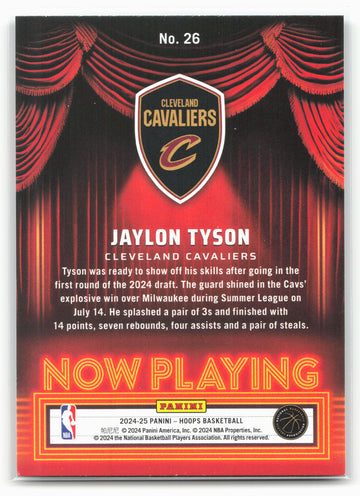 2024-25 Hoops #26 Jaylon Tyson Now Playing