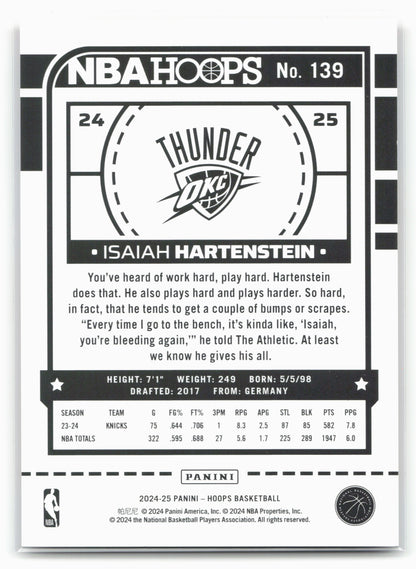 2024-25 Hoops #139 Isaiah Hartenstein Orange #/149