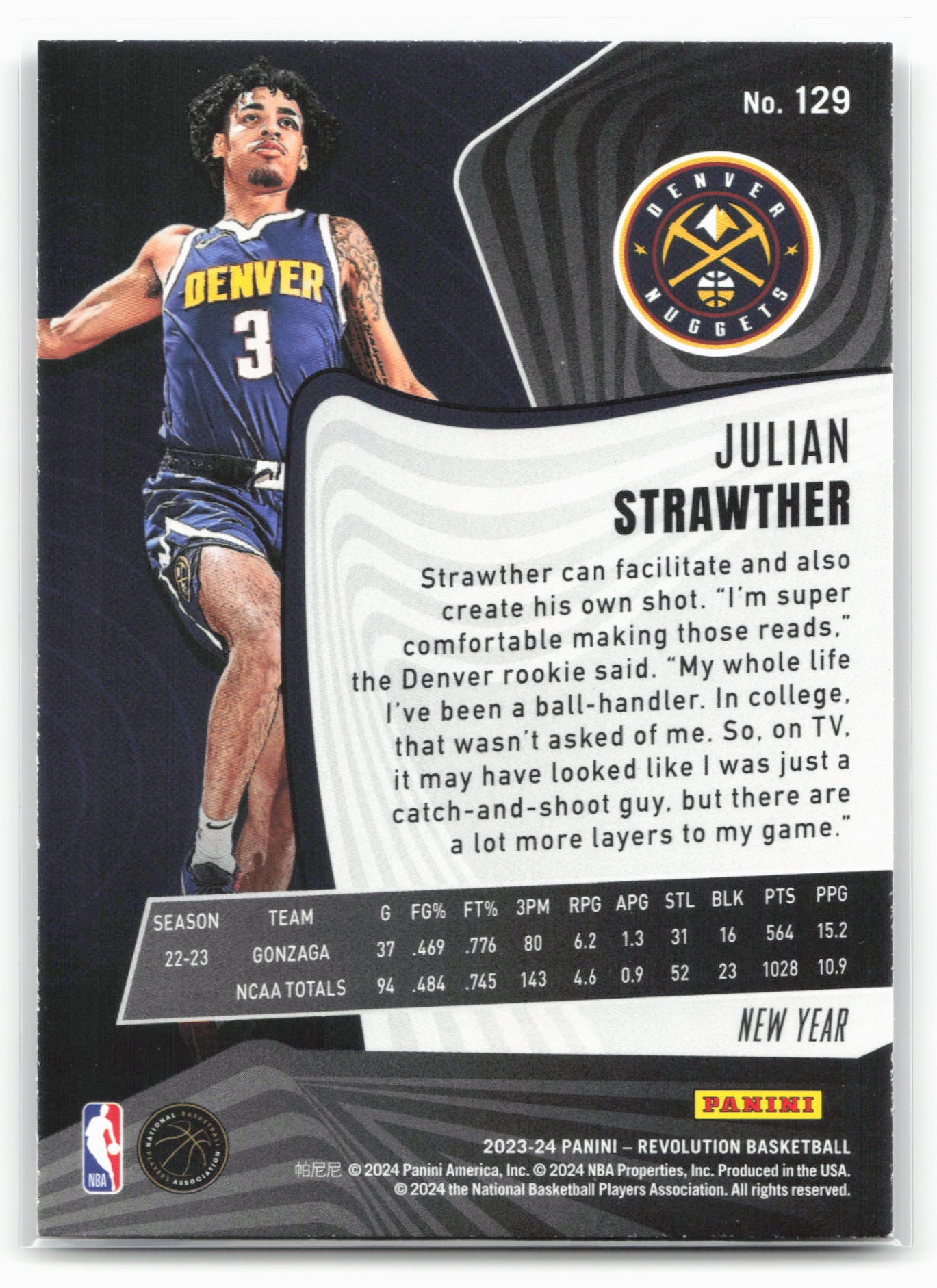 2023-24 Panini Revolution #129 Julian Strawther Chinese New Year