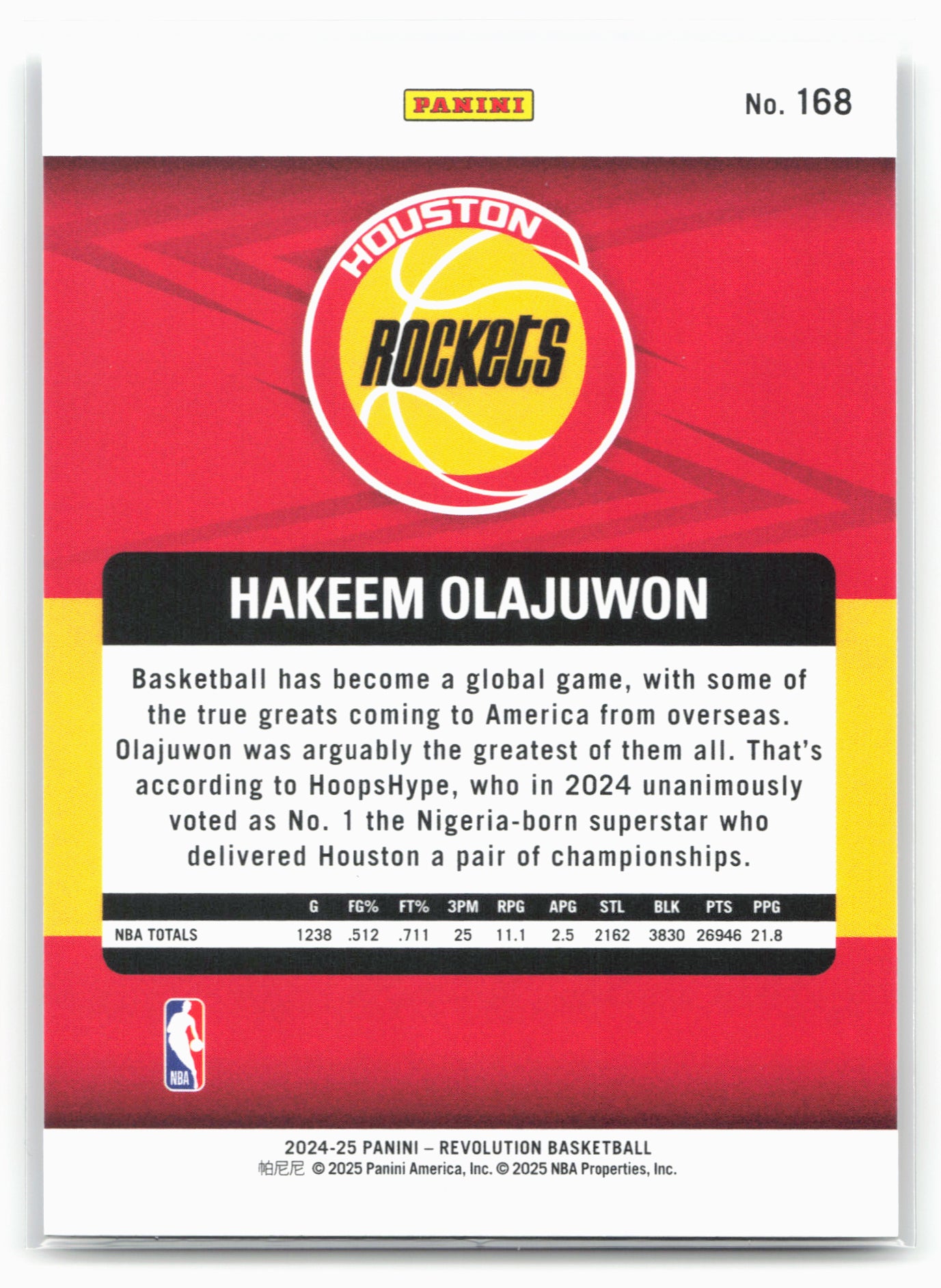 2024-25 Panini Revolution #168 Hakeem Olajuwon