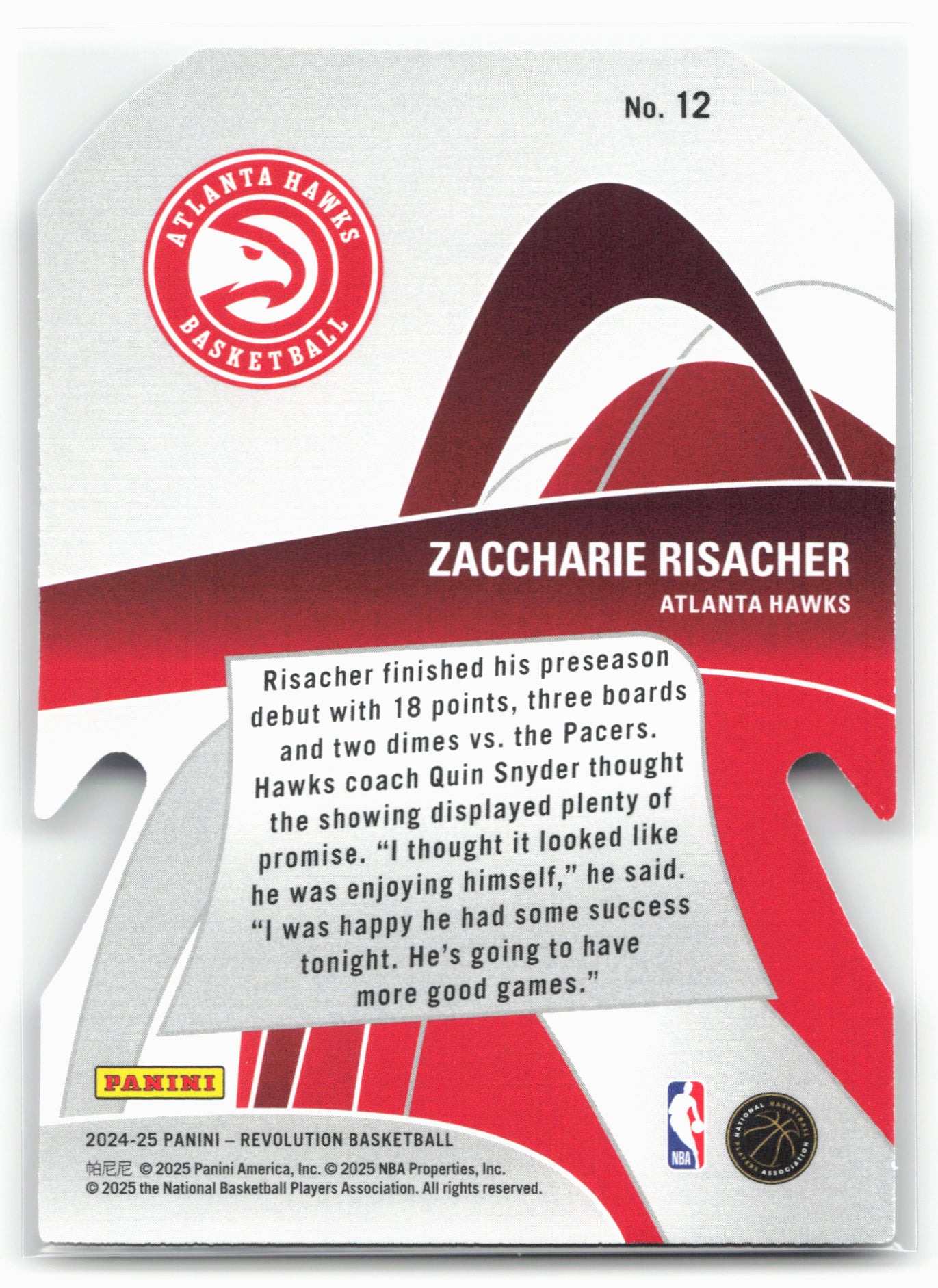 2024-25 Panini Revolution #12 Zaccharie Risacher Liftoff!