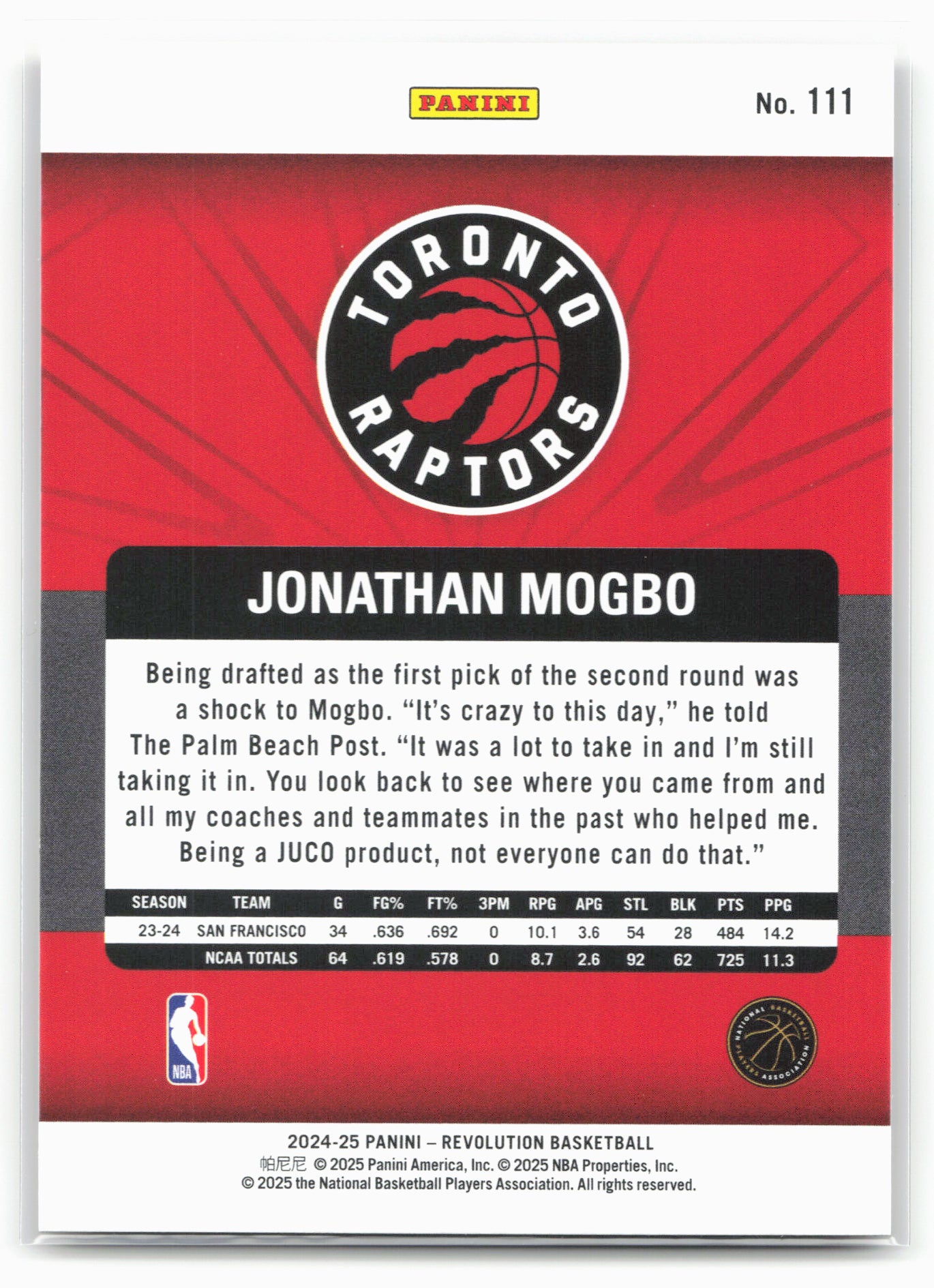 2024-25 Panini Revolution #111 Jonathan Mogbo