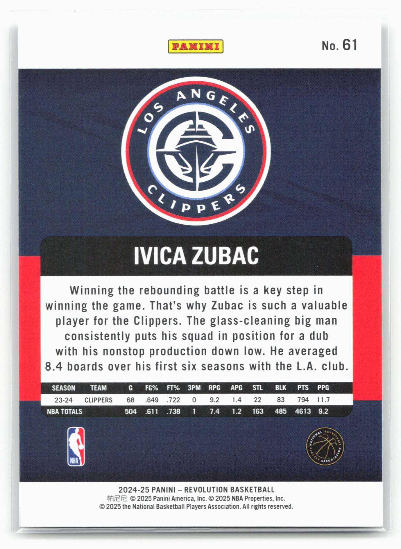 2024-25 Panini Revolution #61 Ivica Zubac
