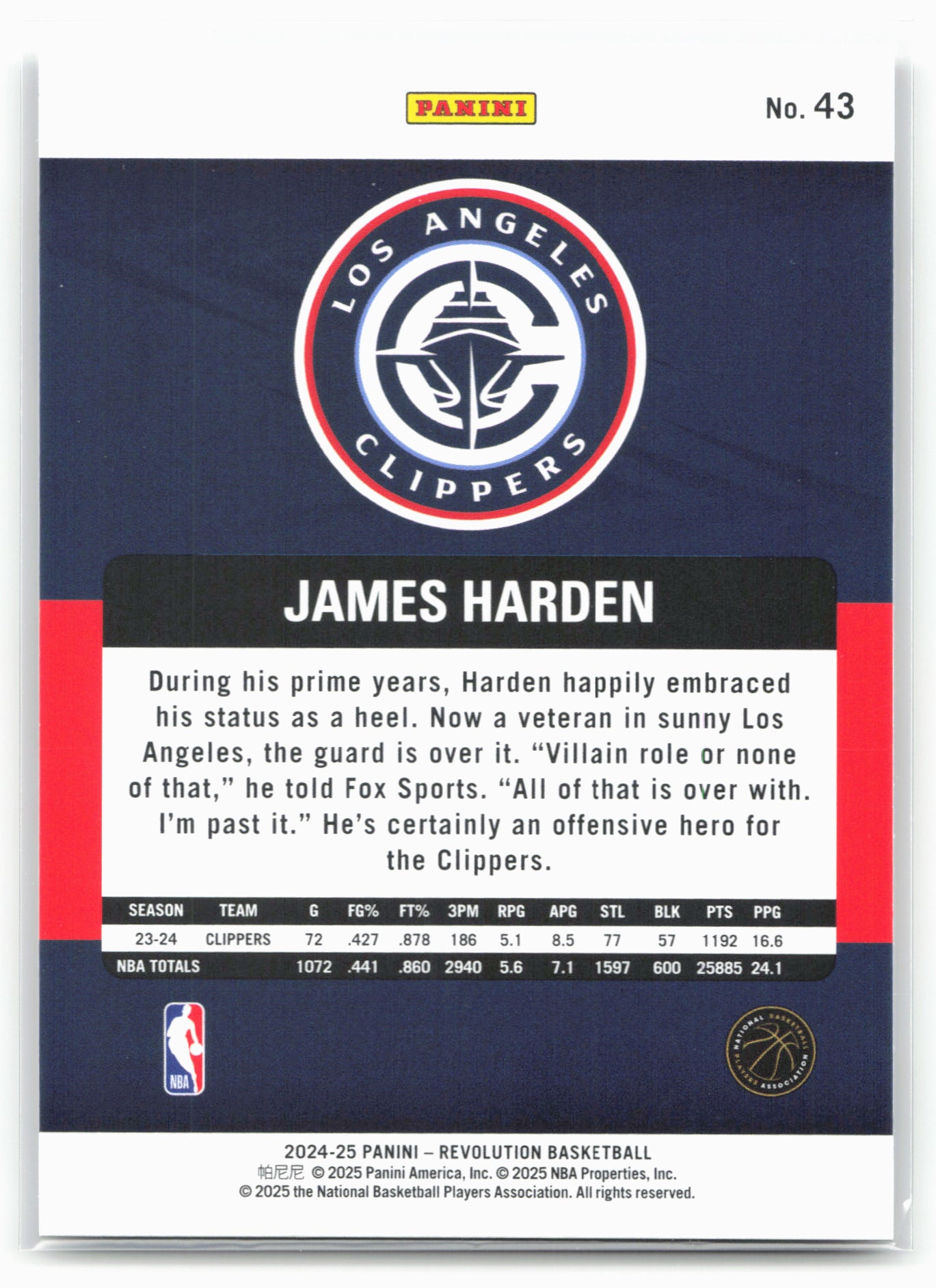 2024-25 Panini Revolution #43 James Harden