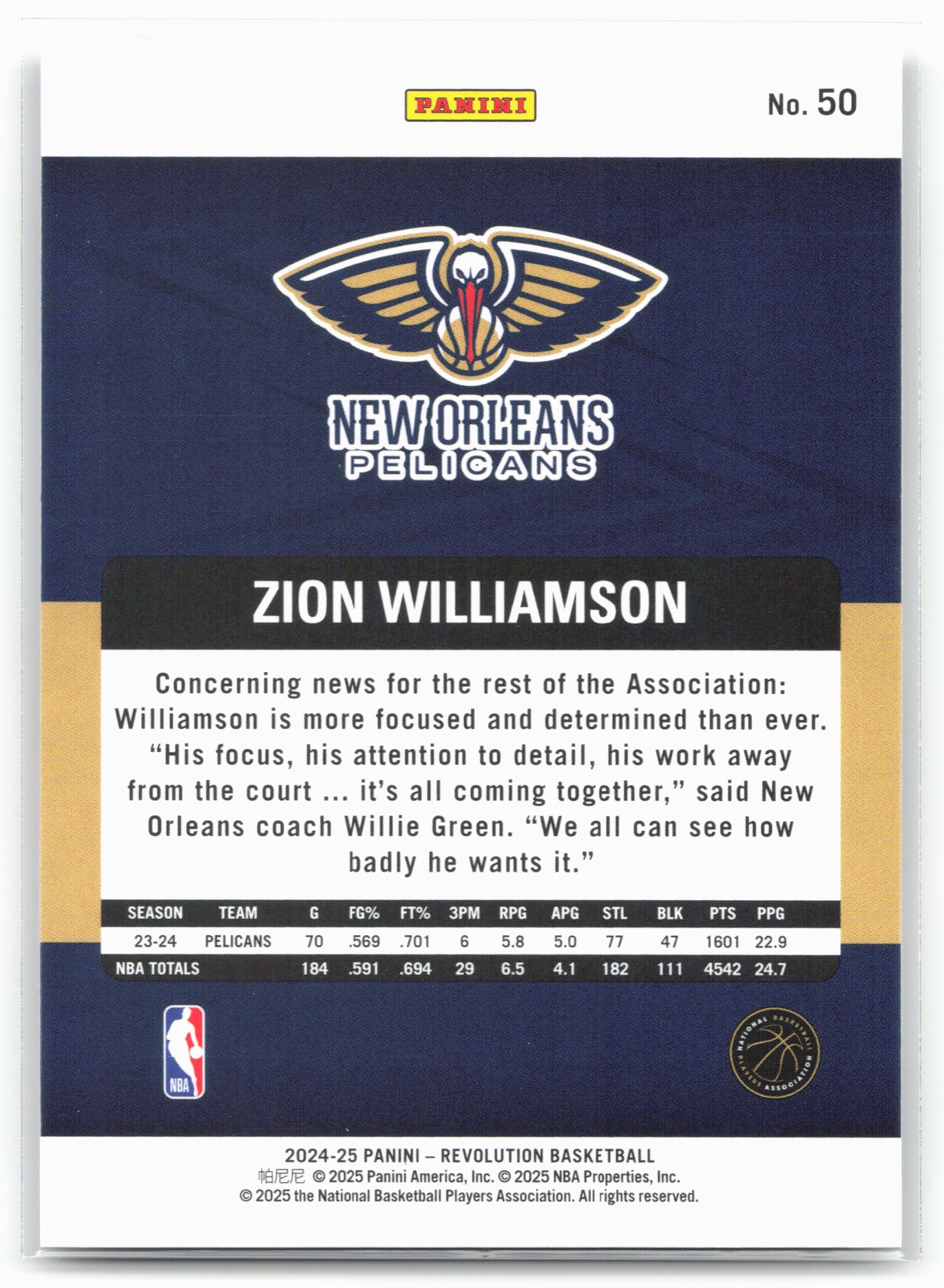 2024-25 Panini Revolution #50 Zion Williamson