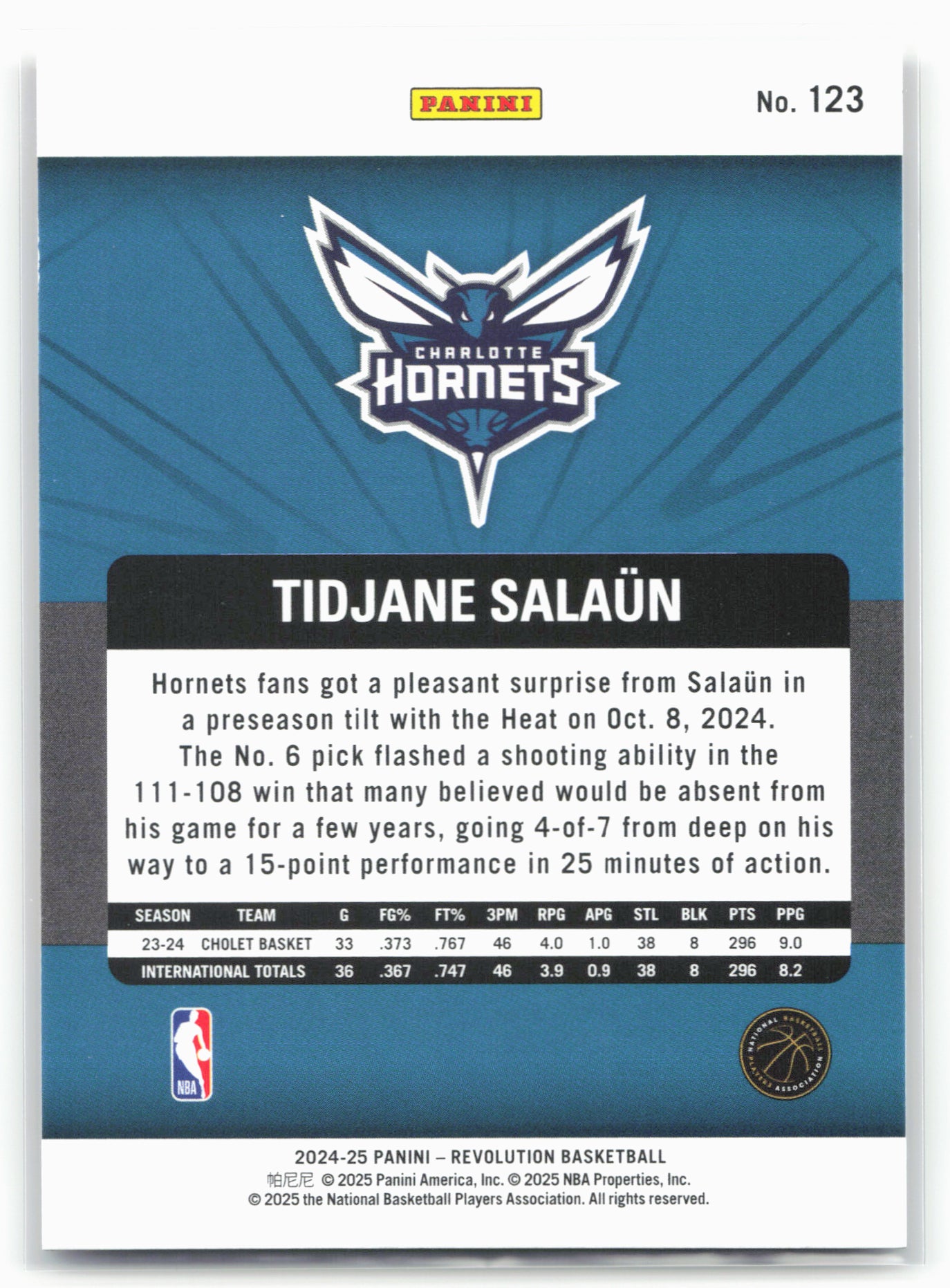 2024-25 Panini Revolution #123 Tidjane Salaun
