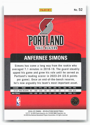 2024-25 Panini Revolution #52 Anfernee Simons