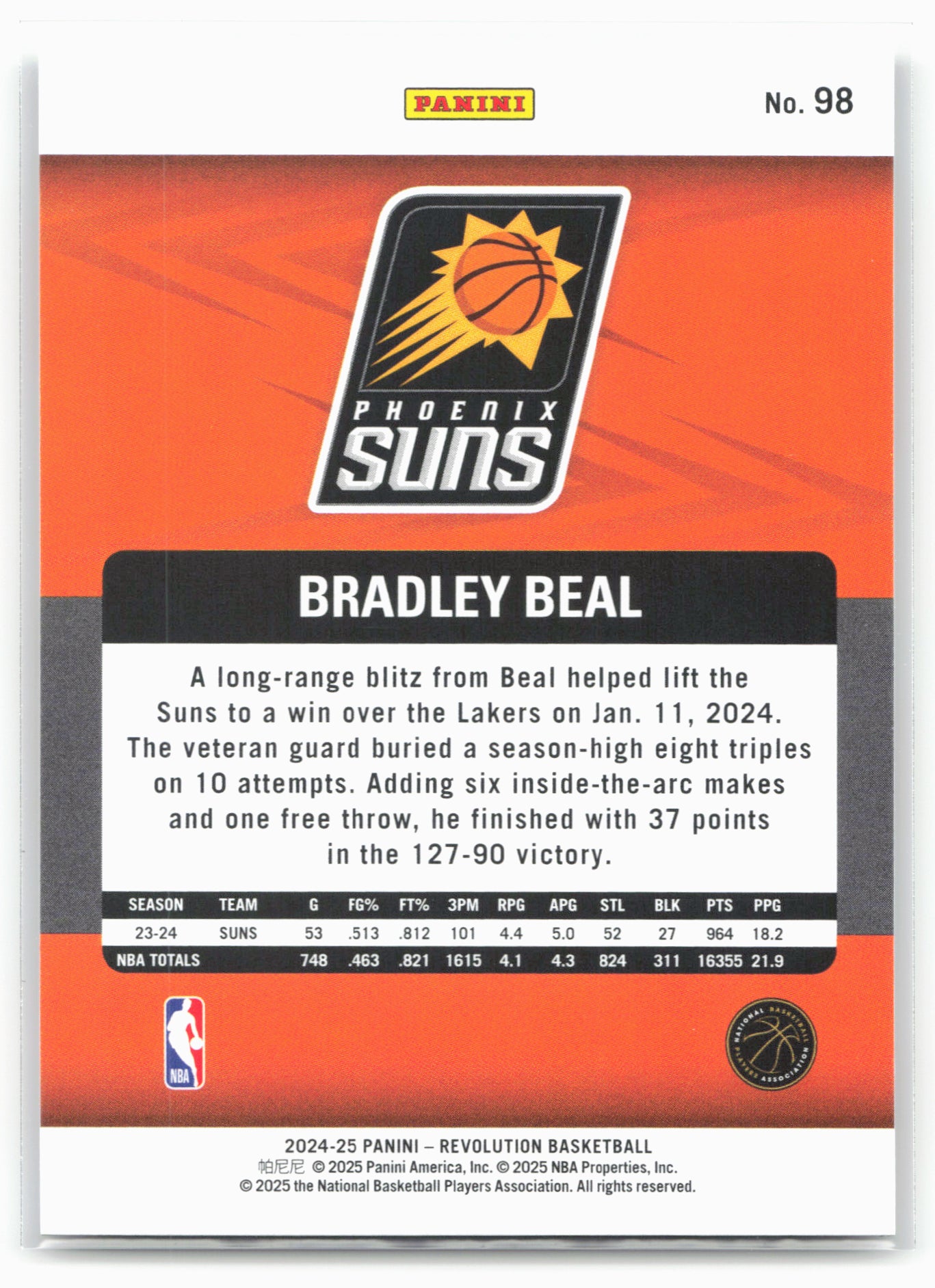 2024-25 Panini Revolution #98 Bradley Beal