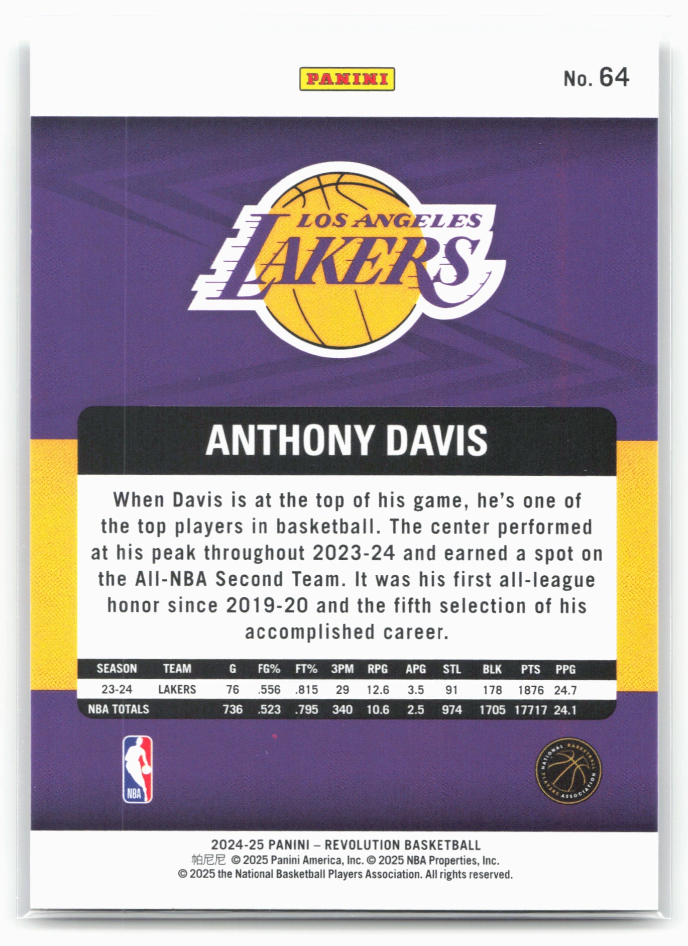 2024-25 Panini Revolution #64 Anthony Davis