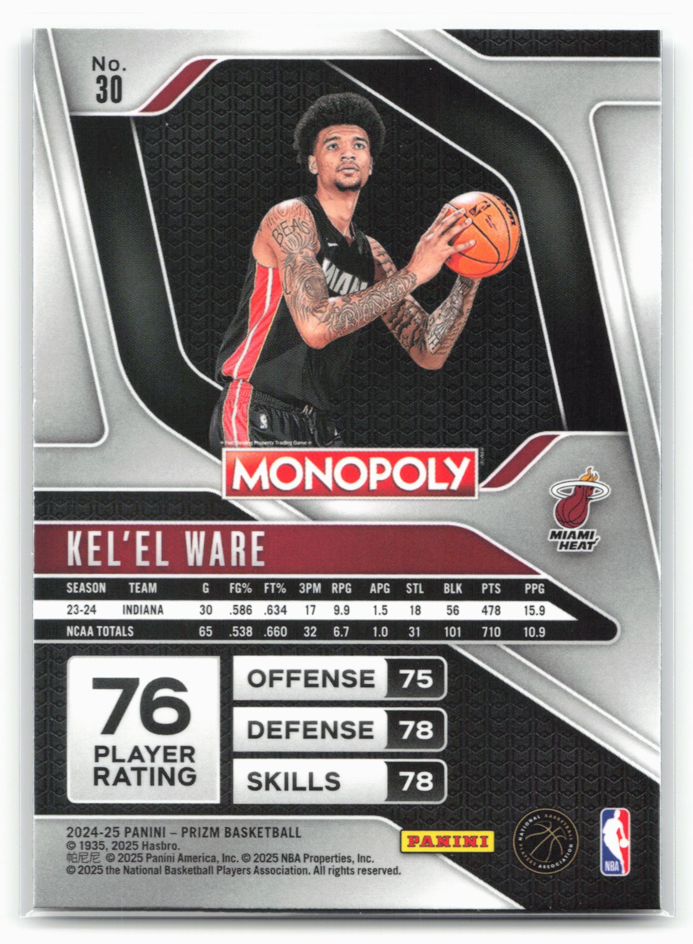 2024-25 Panini Prizm Monopoly #30 Kel'el Ware