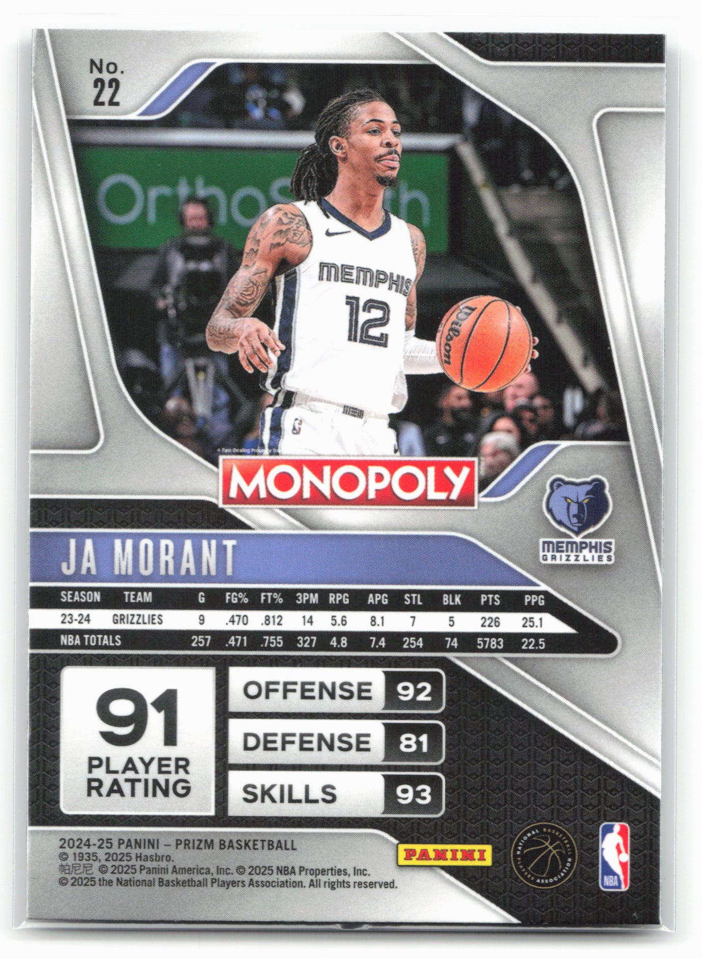 2024-25 Panini Prizm Monopoly #22 Ja Morant
