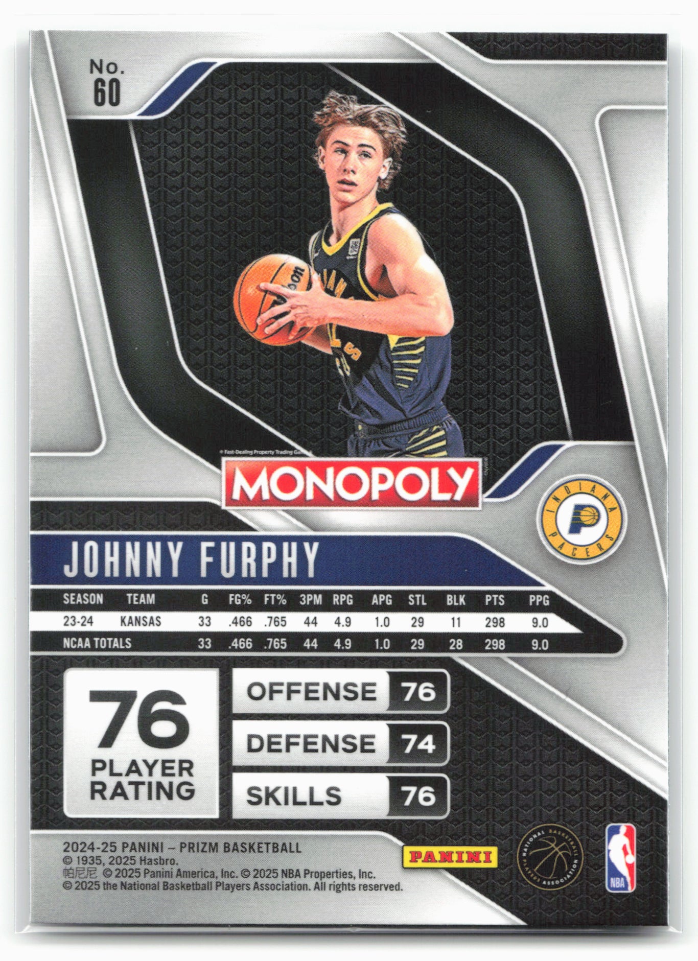 2024-25 Panini Prizm Monopoly #60 Johnny Furphy