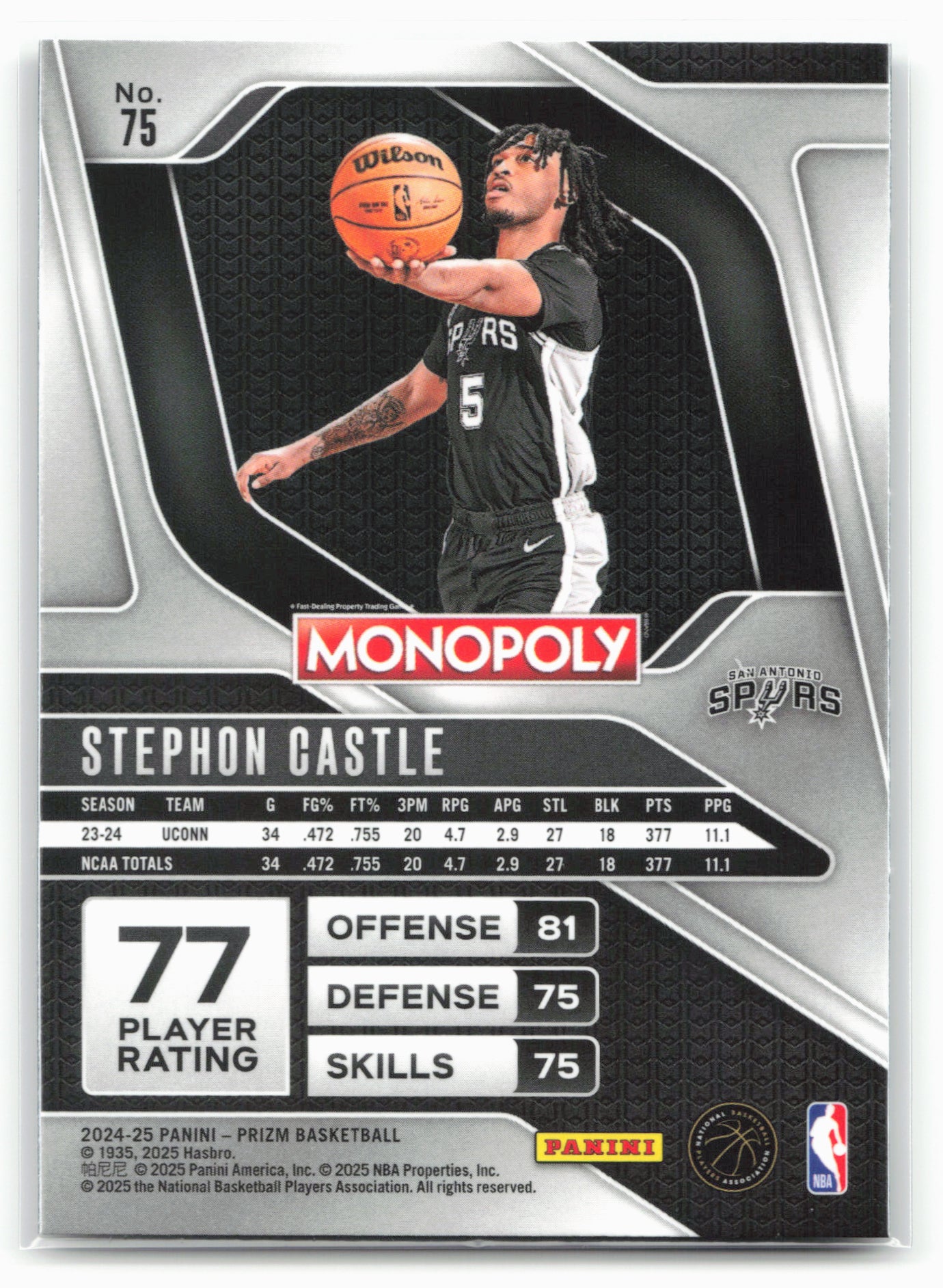 2024-25 Panini Prizm Monopoly #75 Stephon Castle