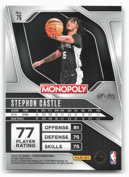 2024-25 Panini Prizm Monopoly #75 Stephon Castle