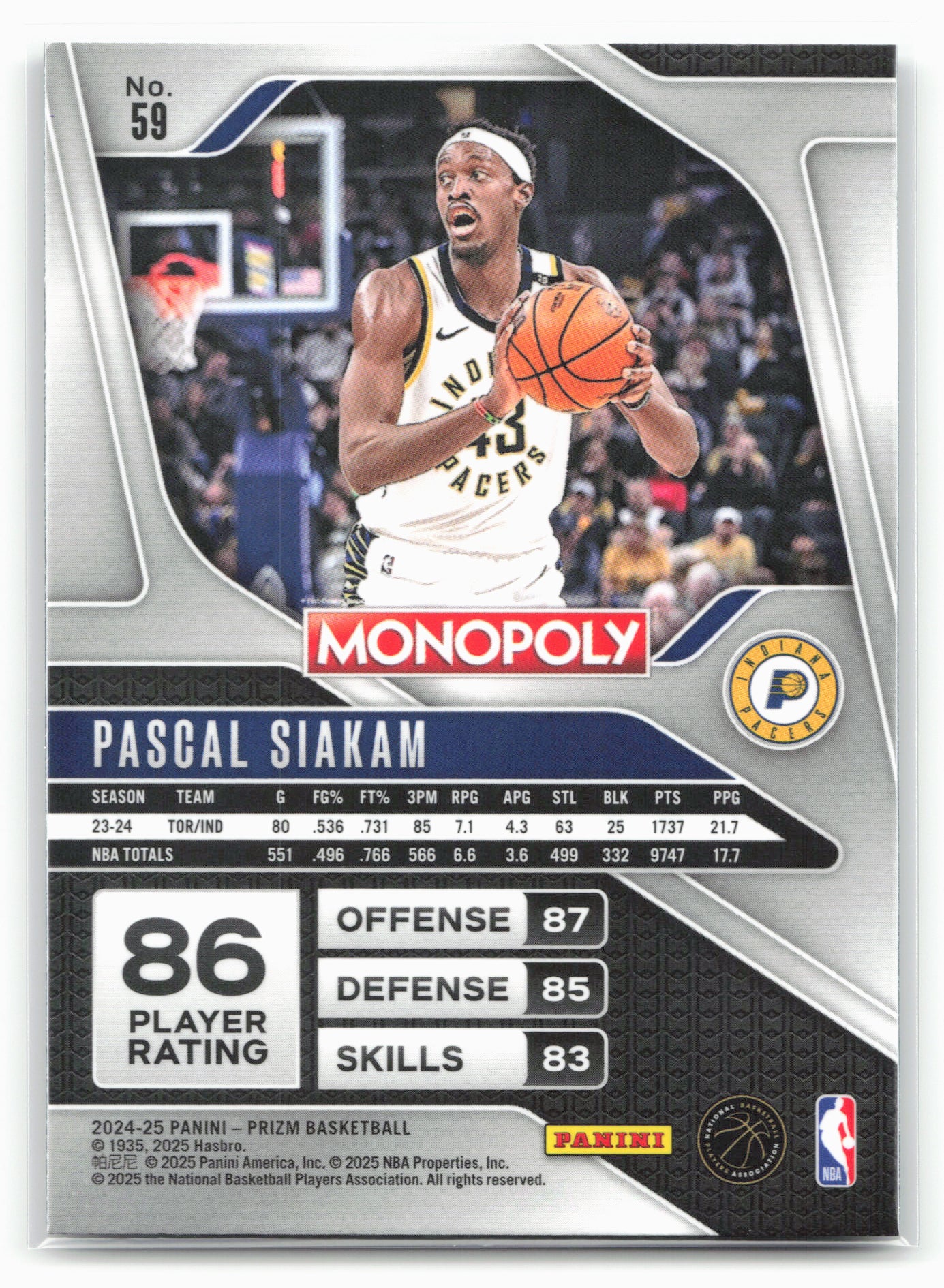 2024-25 Panini Prizm Monopoly #59 Pascal Siakam