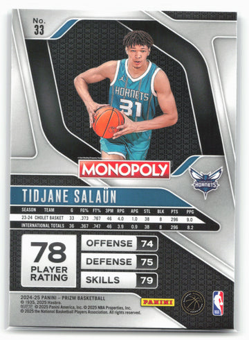 2024-25 Panini Prizm Monopoly #33 Tidjane Salaun