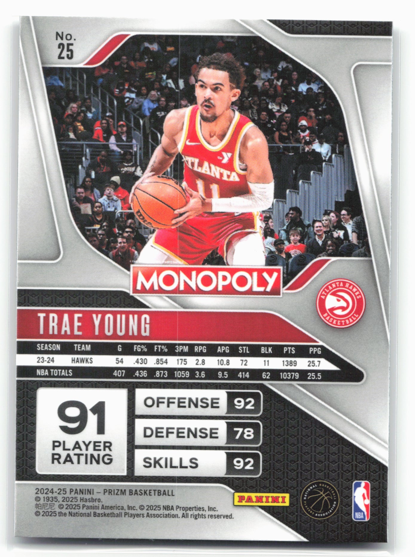2024-25 Panini Prizm Monopoly #25 Trae Young
