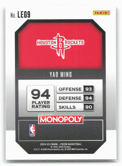 2024-25 Panini Prizm Monopoly #LEG9 Yao Ming Legends