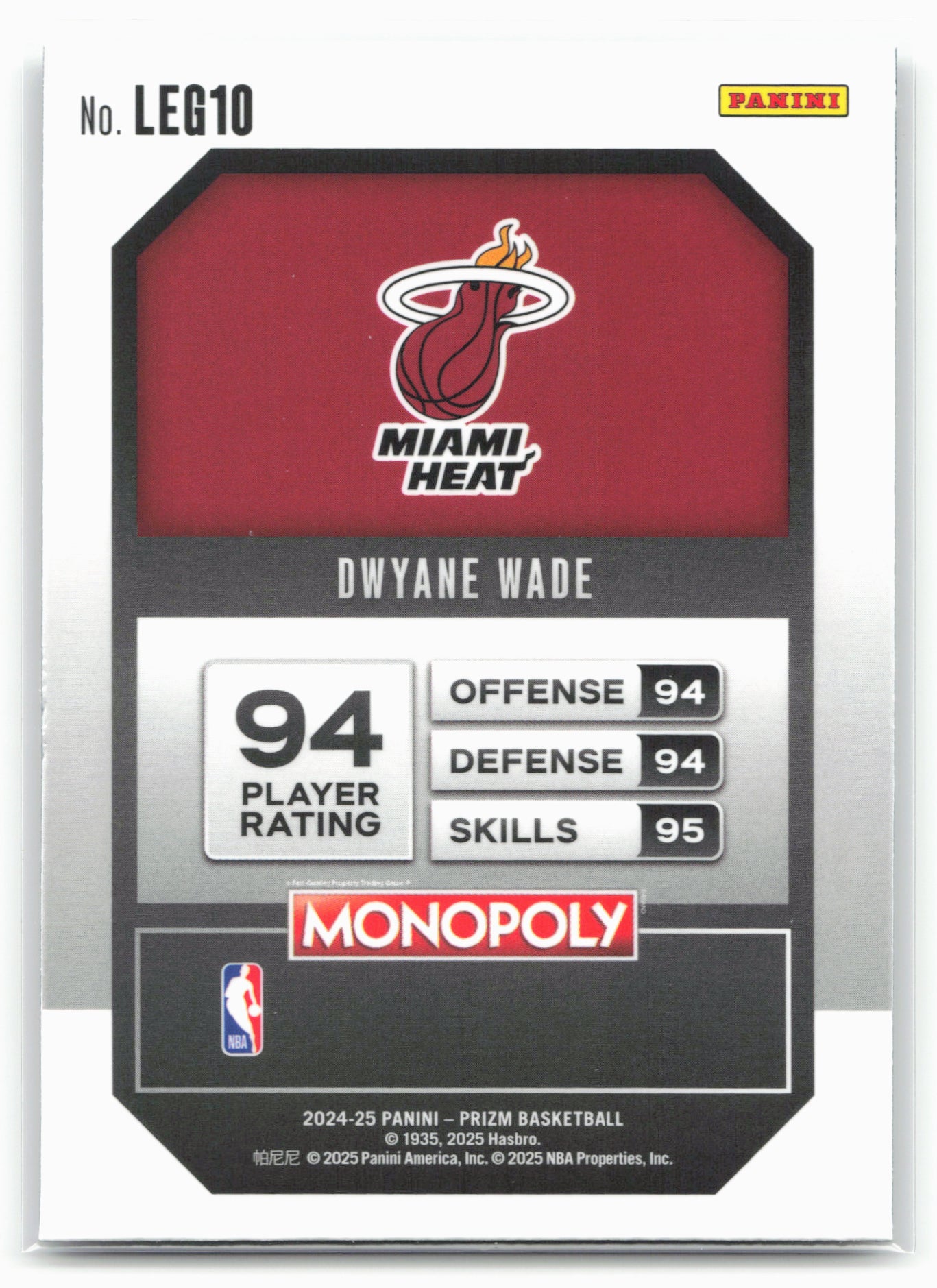 2024-25 Panini Prizm Monopoly #LEG10 Dwyane Wade Legends