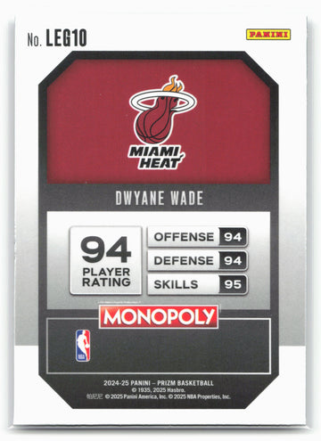 2024-25 Panini Prizm Monopoly #LEG10 Dwyane Wade Legends