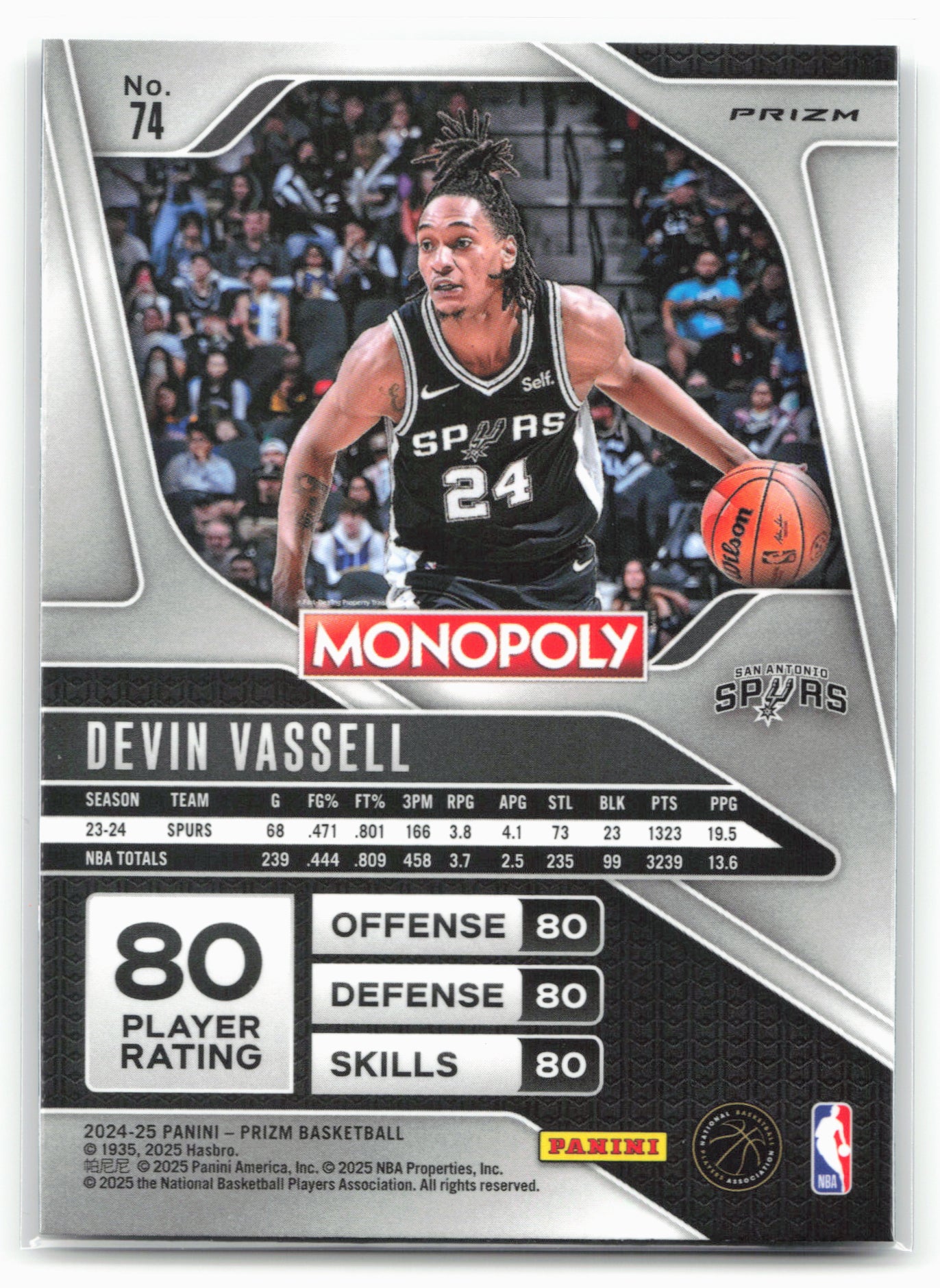 2024-25 Panini Prizm Monopoly #74 Devin Vassell Cracked Ice