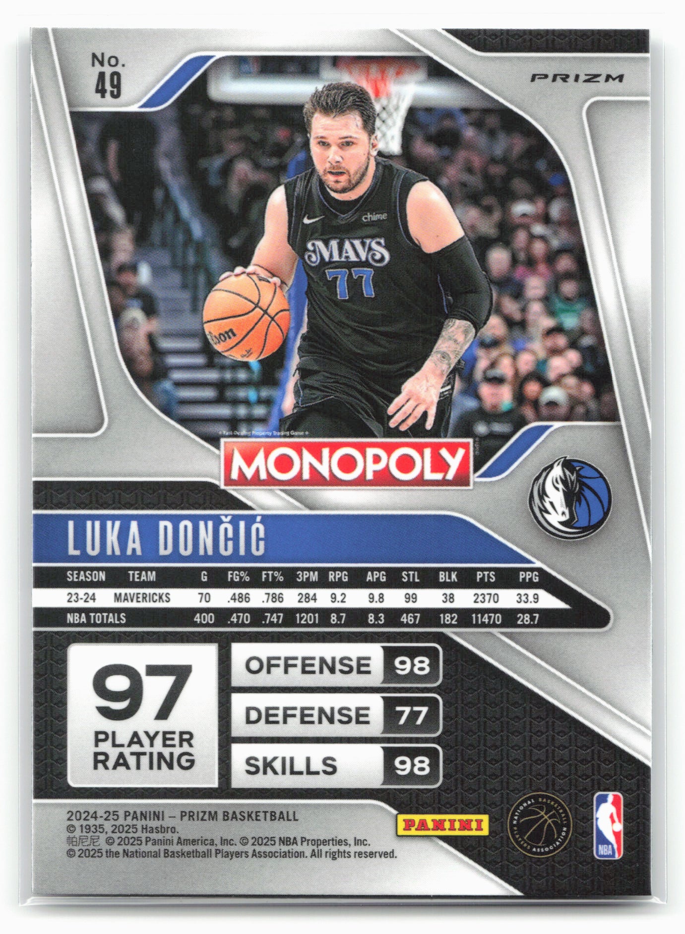 2024-25 Panini Prizm Monopoly #49 Luka Doncic Cracked Ice