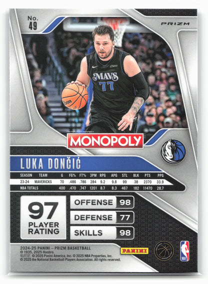 2024-25 Panini Prizm Monopoly #49 Luka Doncic Cracked Ice