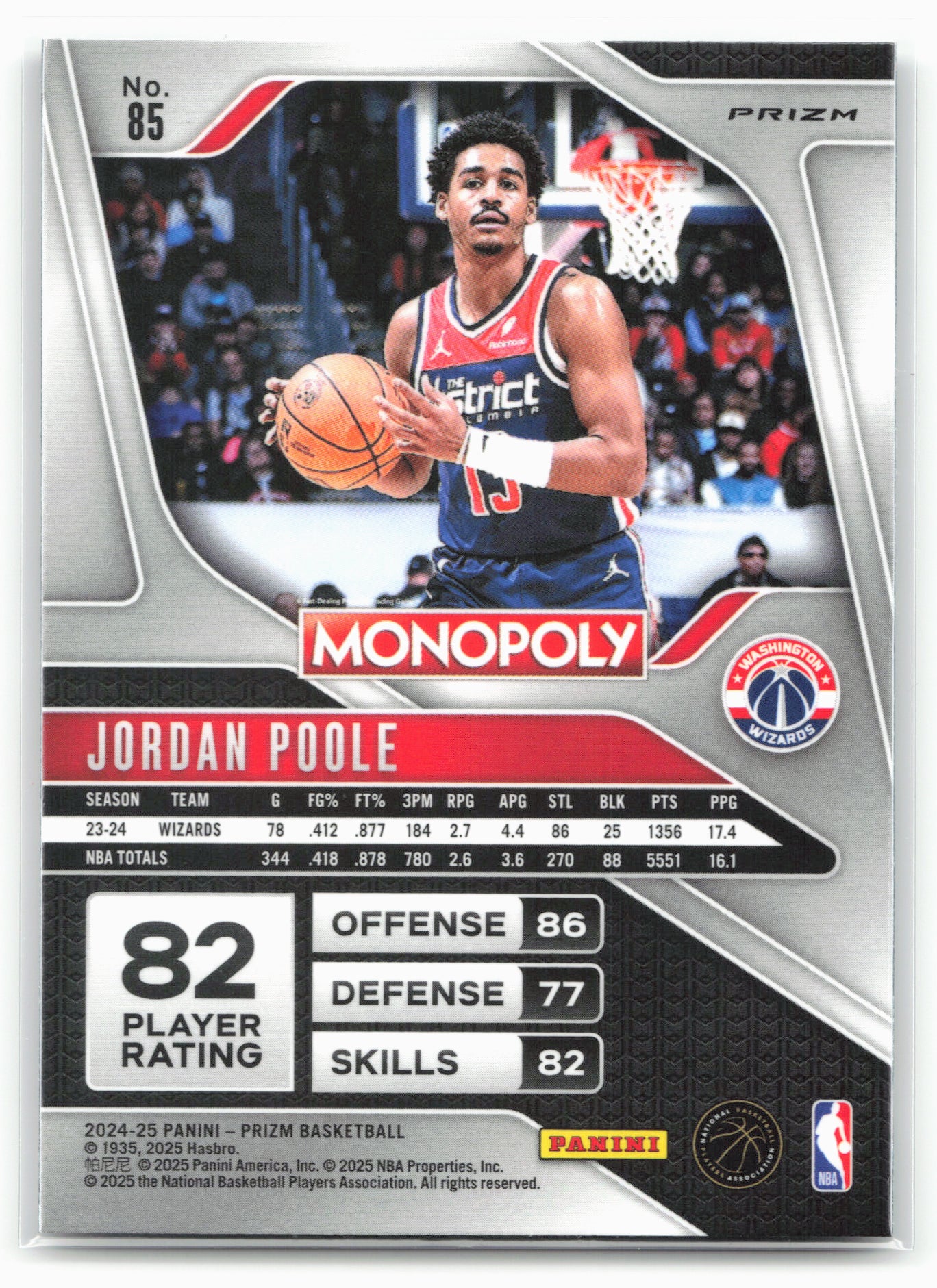 2024-25 Panini Prizm Monopoly #85 Jordan Poole Cracked Ice