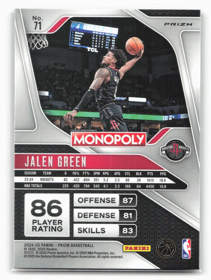 2024-25 Panini Prizm Monopoly #71 Jalen Green Red Prizms