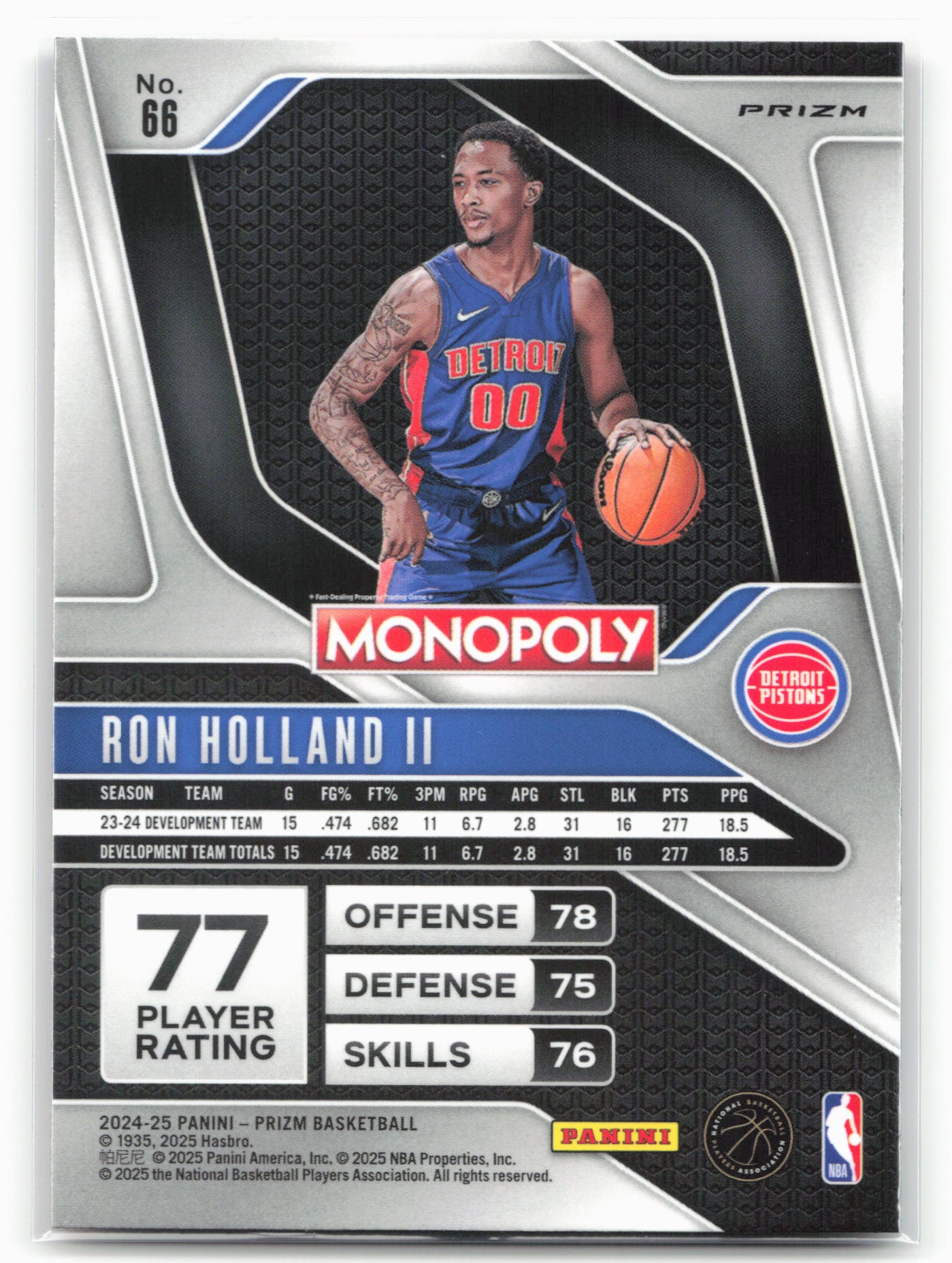 2024-25 Panini Prizm Monopoly #66 Ron Holland II Red Prizms