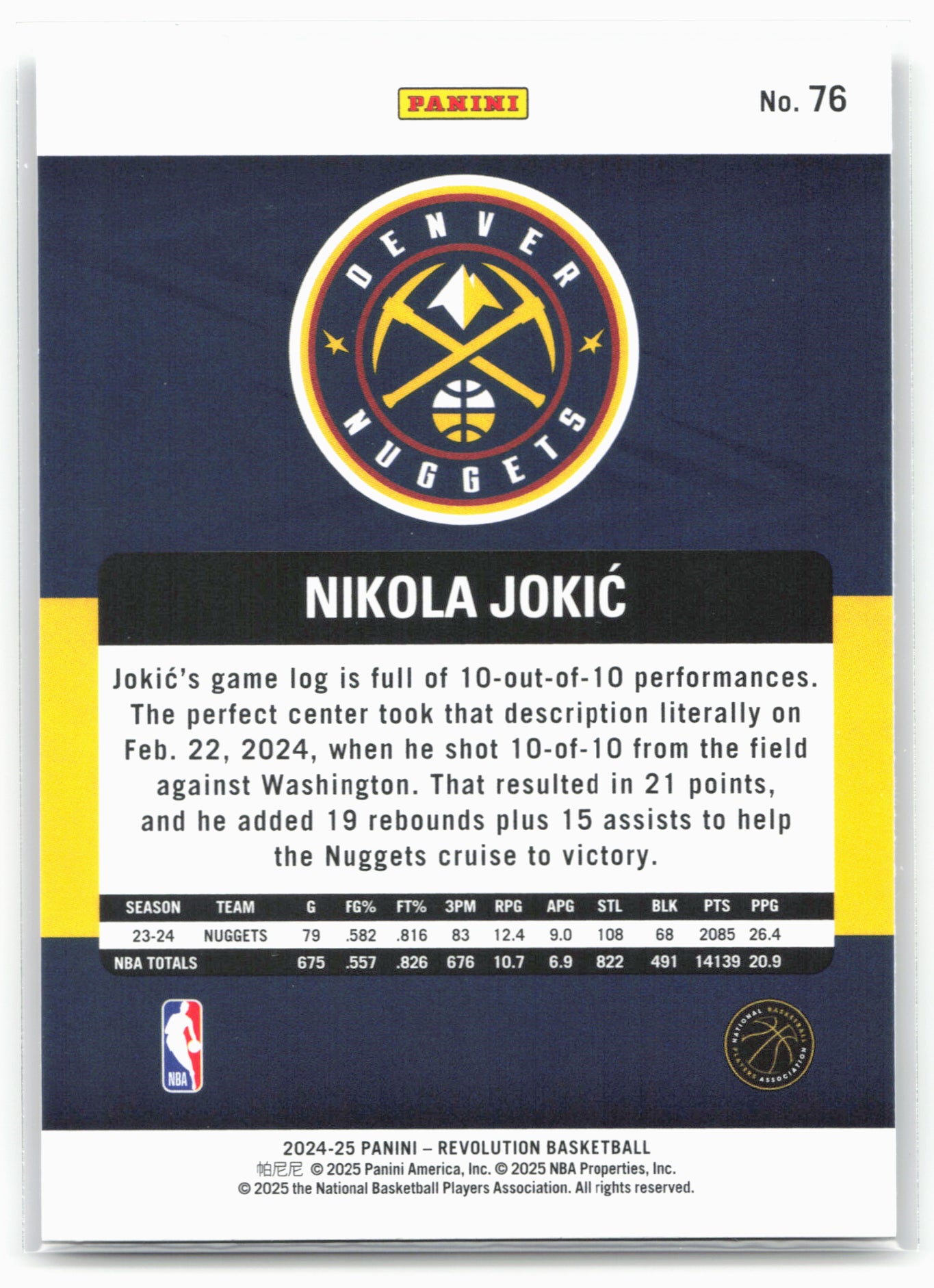 2024-25 Panini Revolution #76 Nikola Jokic