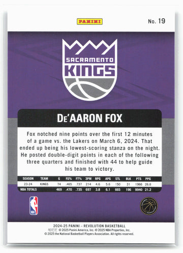 2024-25 Panini Revolution #19 De'Aaron Fox