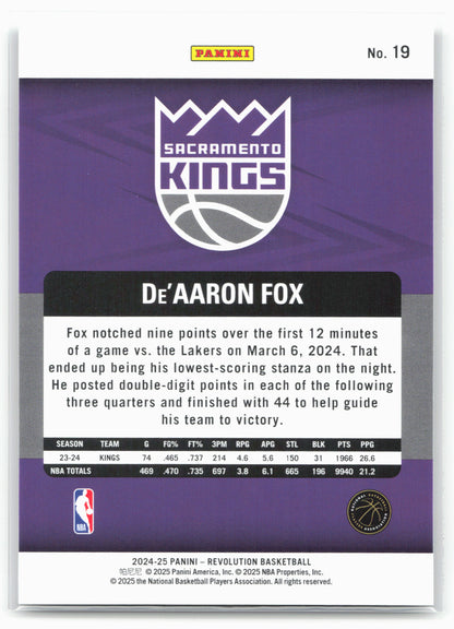 2024-25 Panini Revolution #19 De'Aaron Fox
